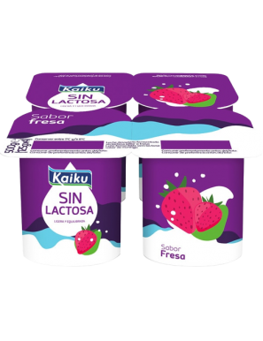 KAIKU YOGUR SIN LACTOSA SABOR FRESA PACK-4 UD