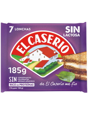 QUESO LONCHA EL CASERIO SIN LACTOSA P/7 UD. 185 GR