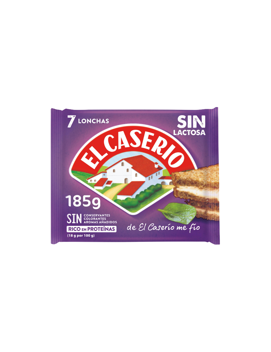 QUESO LONCHA EL CASERIO SIN LACTOSA P/7 UD. 185 GR