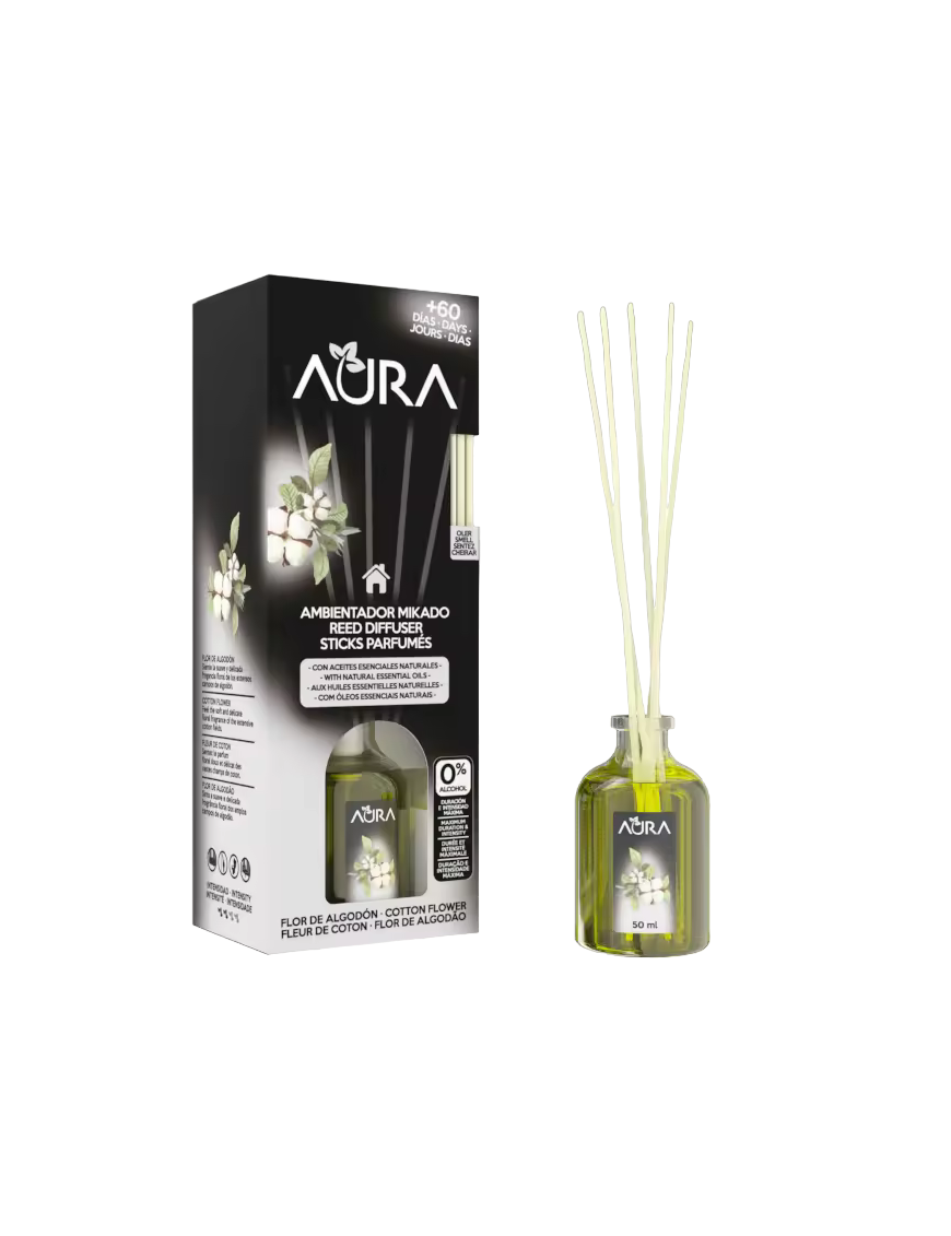 AMBIENTADOR MIKADO AURA FLOR DE ALGODON 50 ML.