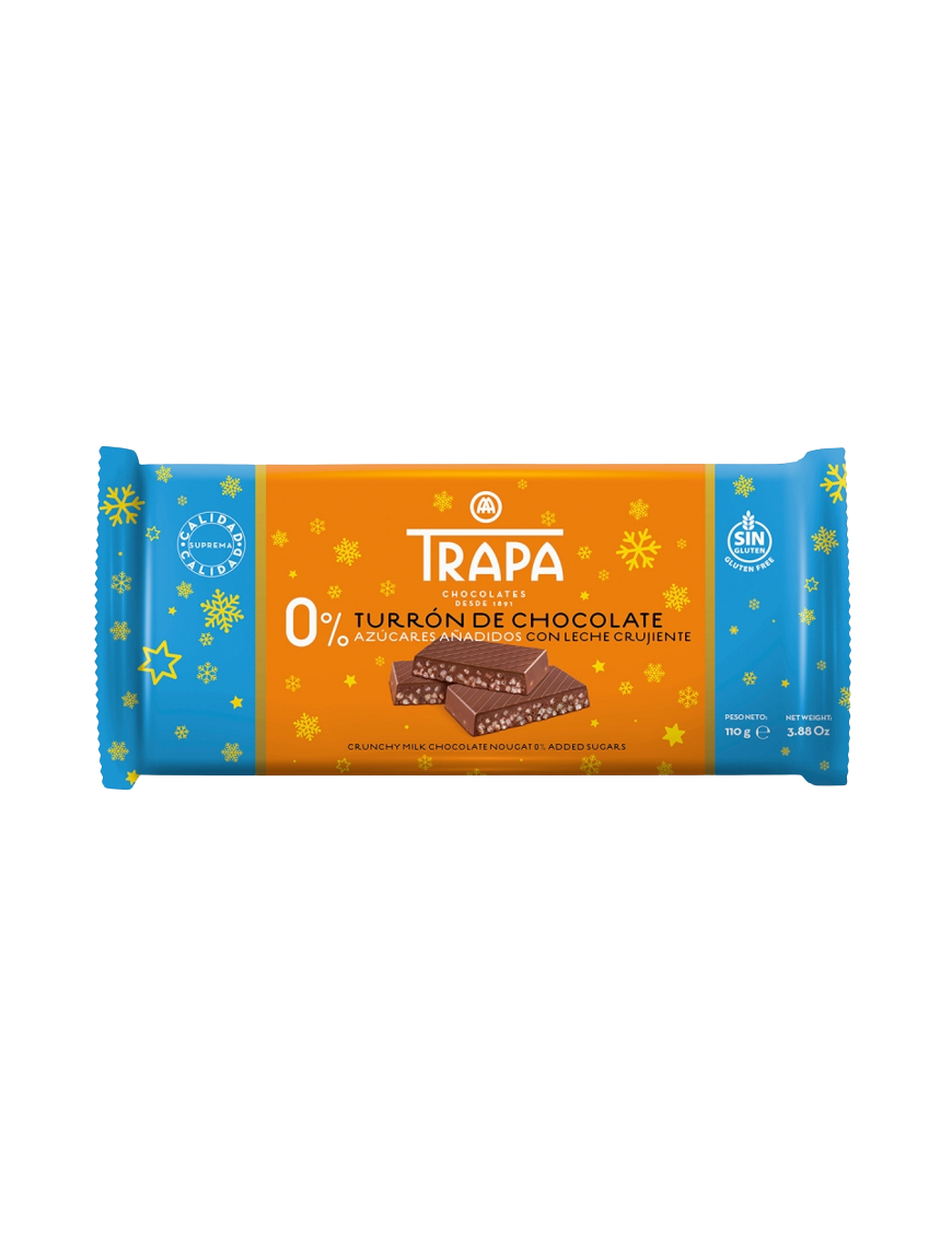 TURRON TRAPA CHOCOLATE LECHE O% CRUJIENTE T/110GR