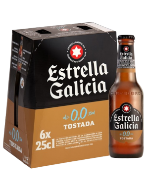 CERVEZA E.GALICIA 0,0%TOSTADA PACK-6 BOTELLIN25 CL