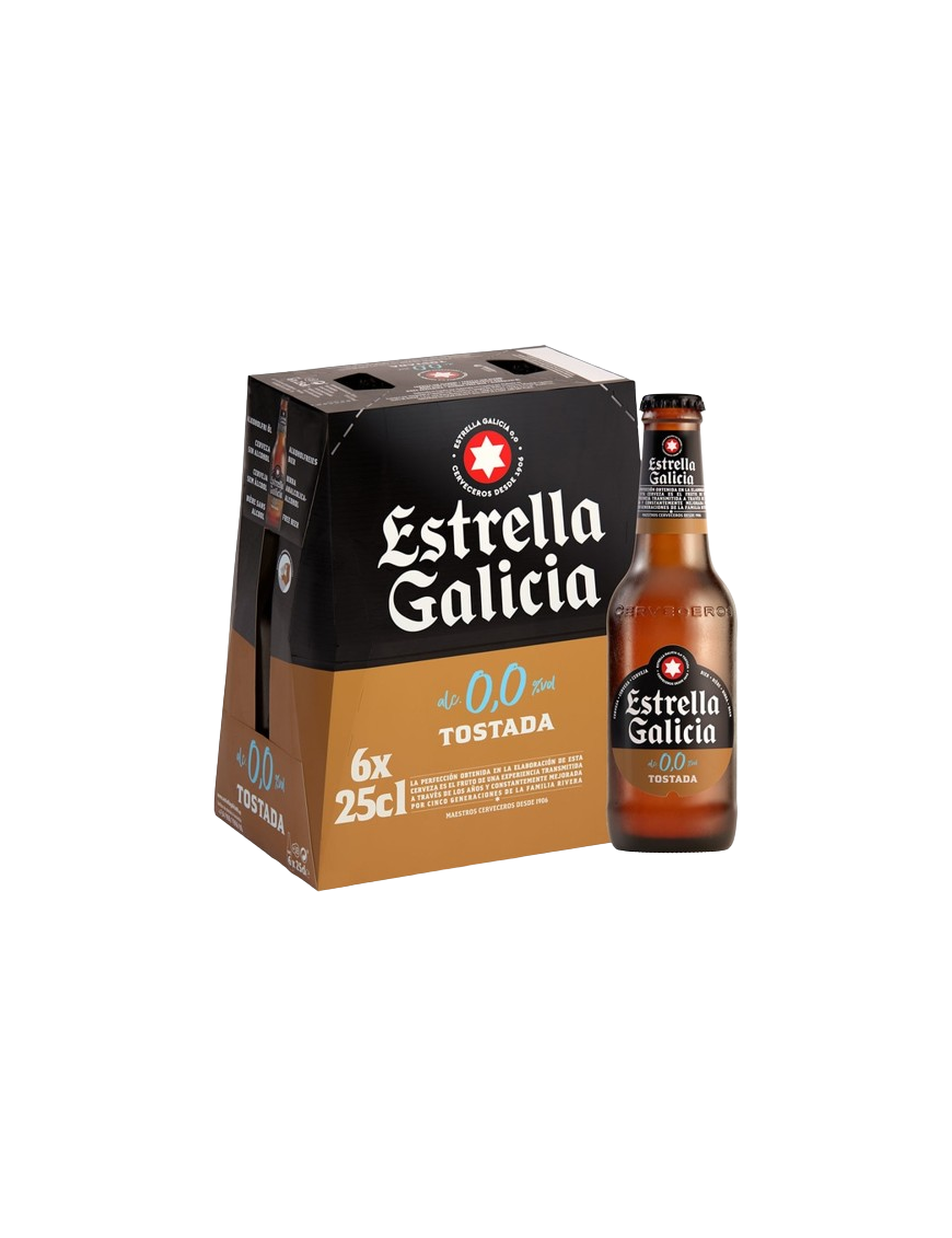 CERVEZA E.GALICIA 0,0%TOSTADA PACK-6 BOTELLIN25 CL