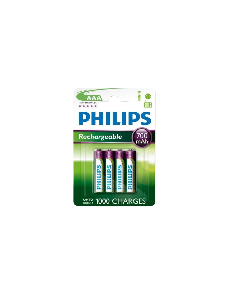 PILAS RECARGABLE PHILIPS HR03-MICRO 700MAH.P/4 UD