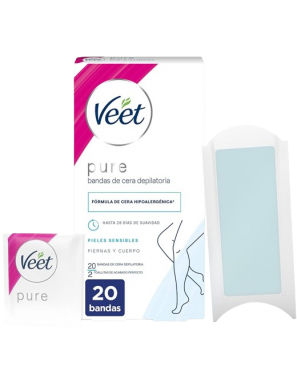 DEPILADOR VEET BANDAS CERA CORPORAL P/SENSIBLE 20