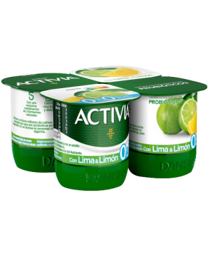 DANONE ACTIVIA 0% CON LIMA LIMON  PACK-4UD