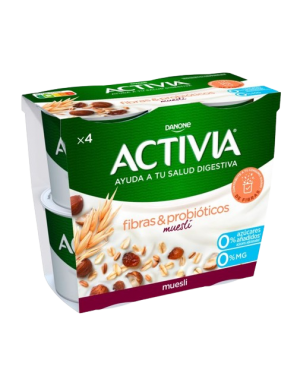 DANONE ACTIVIA FIBRA 0% C/MUESLI  PACK-4UDX120GR