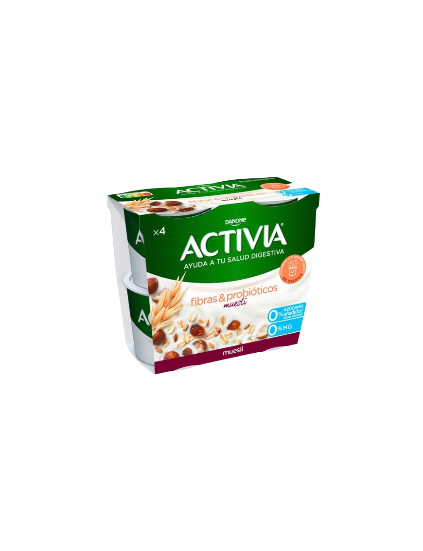 DANONE ACTIVIA FIBRA 0% C/MUESLI  PACK-4UDX120GR