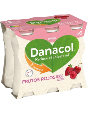 DANONE DANACOL 0% FRUTOS ROJOS P/6UD 600GR