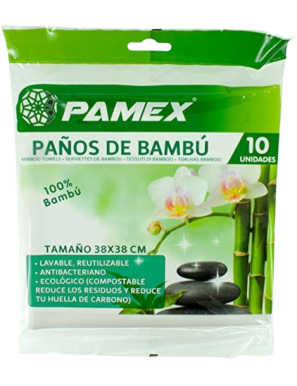 PAÑO DE BAMBU PAMEX 38 X38 ECOLOGICO PACK-10 UD