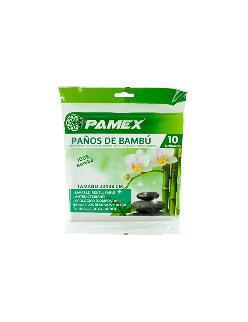 PAÑO DE BAMBU PAMEX 38 X38 ECOLOGICO PACK-10 UD