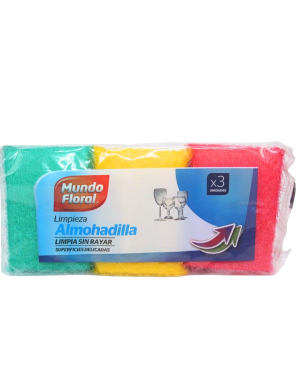 ESTROPAJO ALMOHADILLA LIMPIEZA MUNDOFLORAL PACK/3U