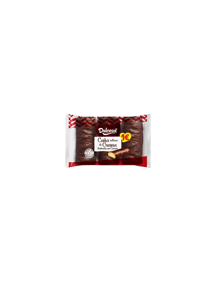 DULCESOL CAÑA CACAO RELLENA CREMA P/3UD 153GR 1€