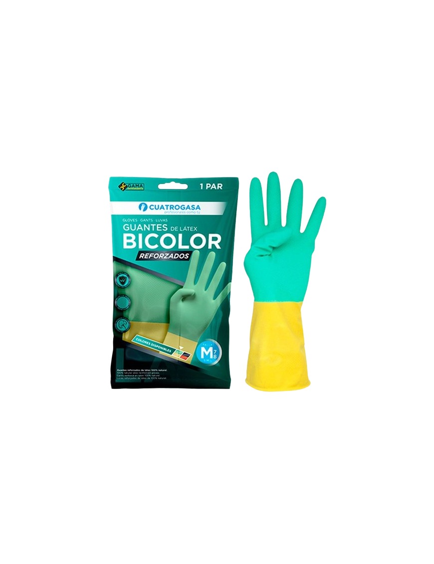 GUANTES BICOLOR REFORZADO 4 GASAS T/MED