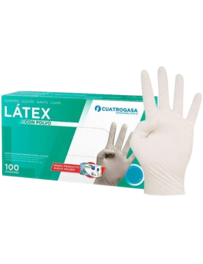 GUANTES LATEX C/POLVO 4 GASAS TALLA L  P/100 UD