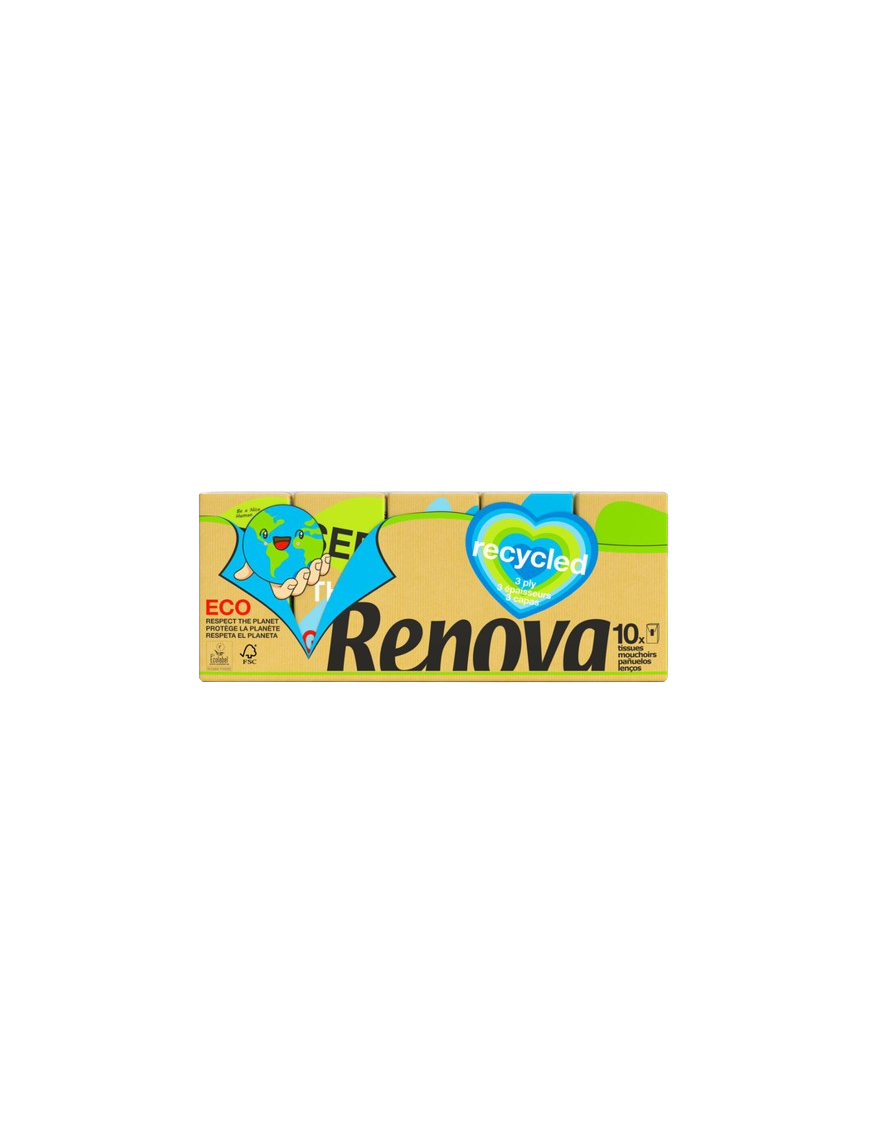 PAÑUELOS PAPEL RENOVA RENOVAGREEN P/10 UD