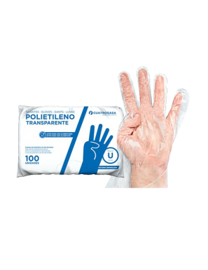 GUANTES PLAST.POLIETILENO 4GASAS T/UNICA P/100UD