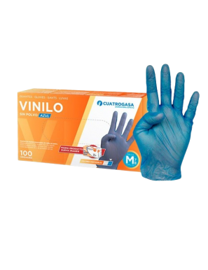 GUANTES VINILO S/POLVO 4 GASAS T/S. P/100 UD