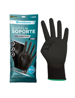 GUANTES SOPORTE POLIURETANO NEGRO/GRIS TALLA S