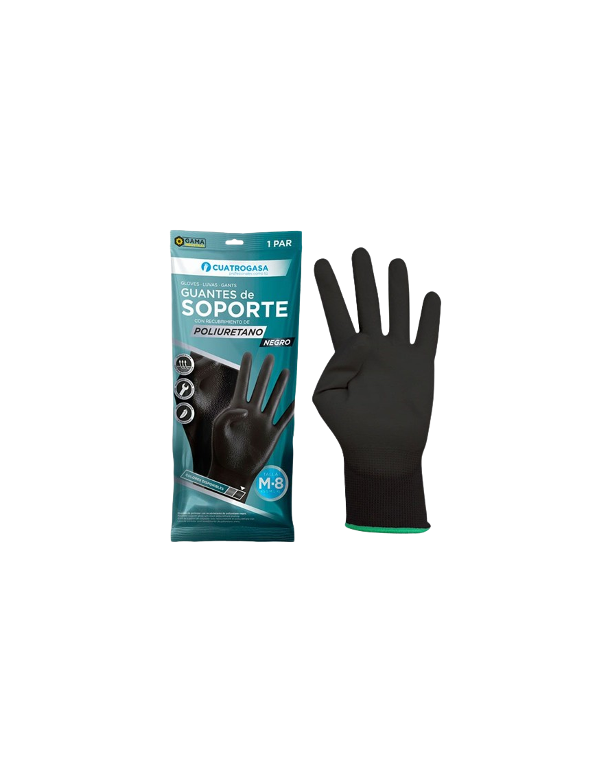 GUANTES SOPORTE POLIURETANO NEGRO/GRIS TALLA S