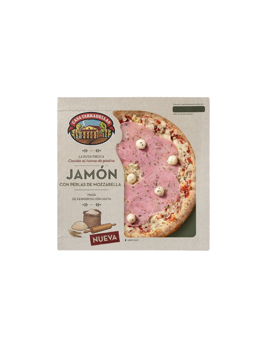 PIZZA CASATARRD/400.GR.JAMON C/PERLAS MOZZARELLA