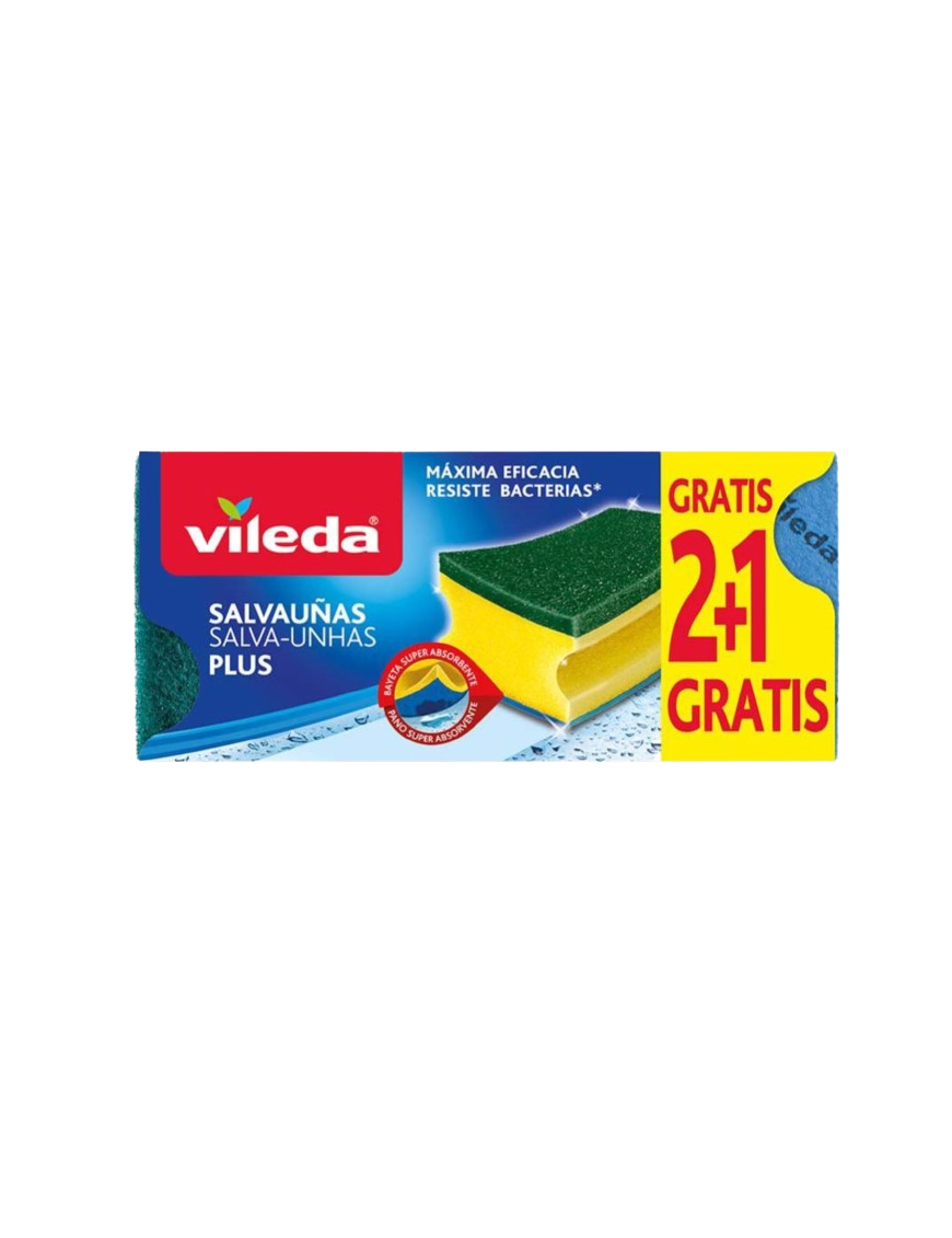 ESTROPAJO SALVAUÑA VILEDA ANTIBACTERIAS P/2+1