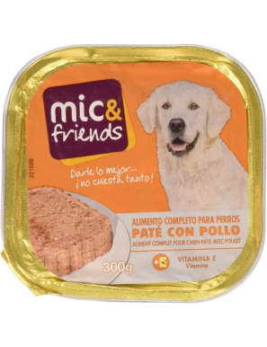 COMIDA PERRO MIC&FRIENDS PATE CON POLLO T/300GR